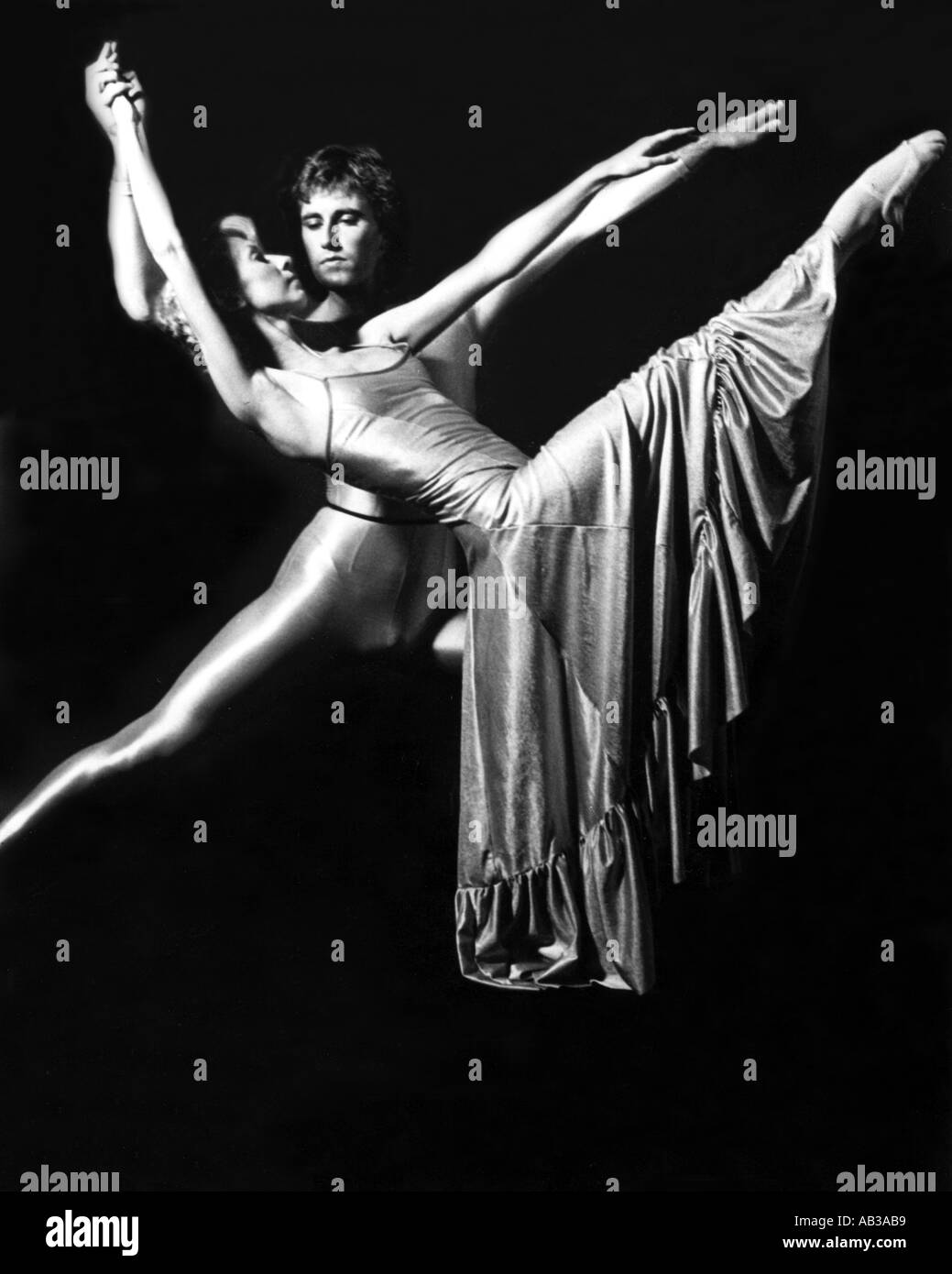 Maschio e femmina di ballerini B%W Foto Stock