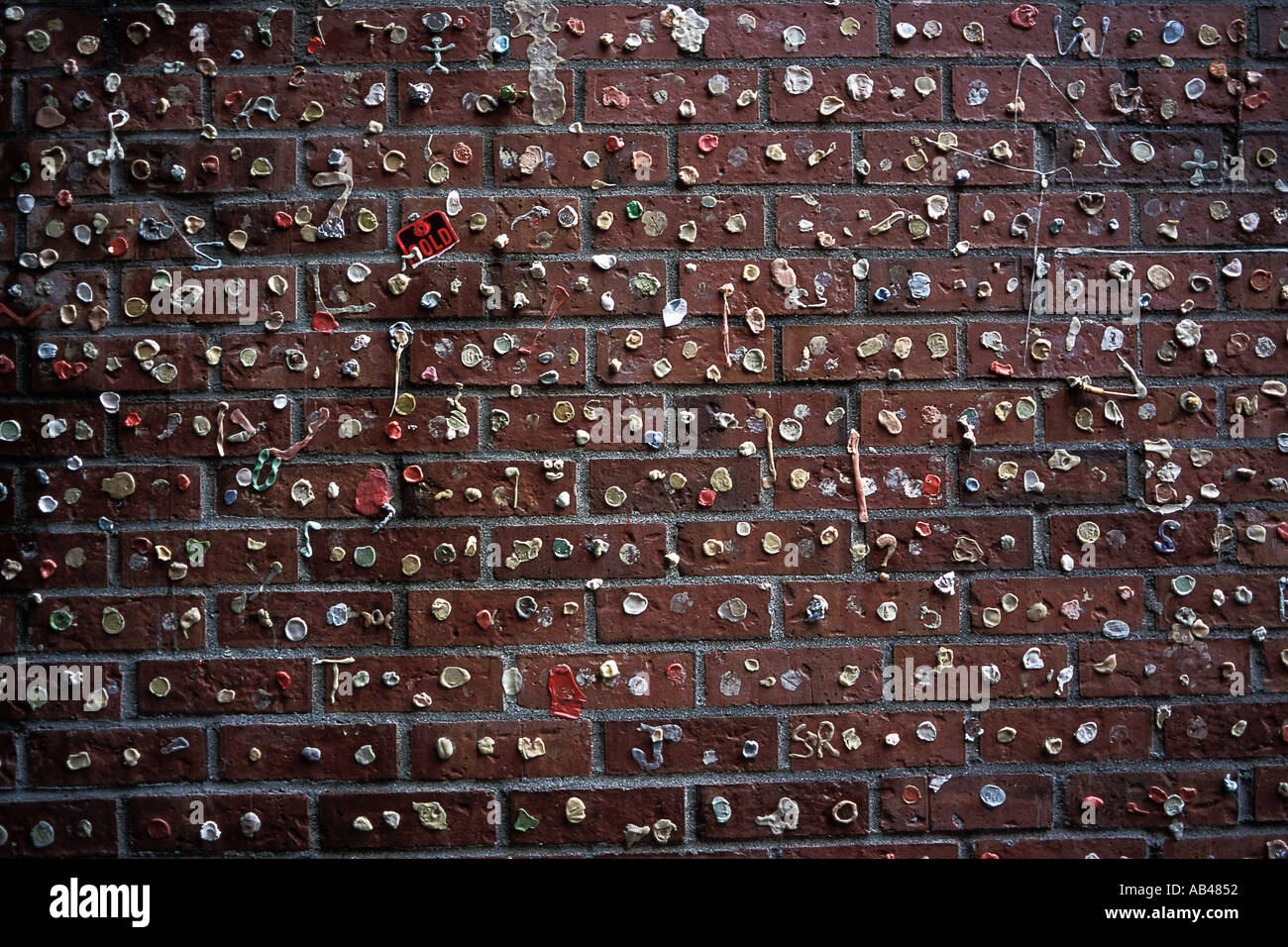 La gomma da masticare parete teatro del mercato il Mercato di Pike Place Seattle Washington Foto Stock