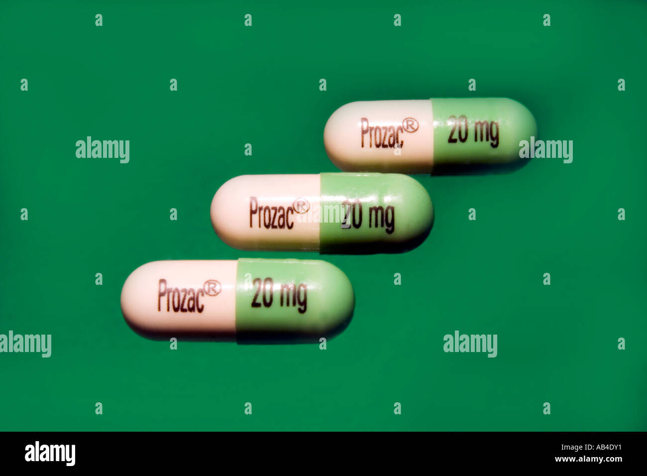 Close up di Prozac capsule. Foto Stock