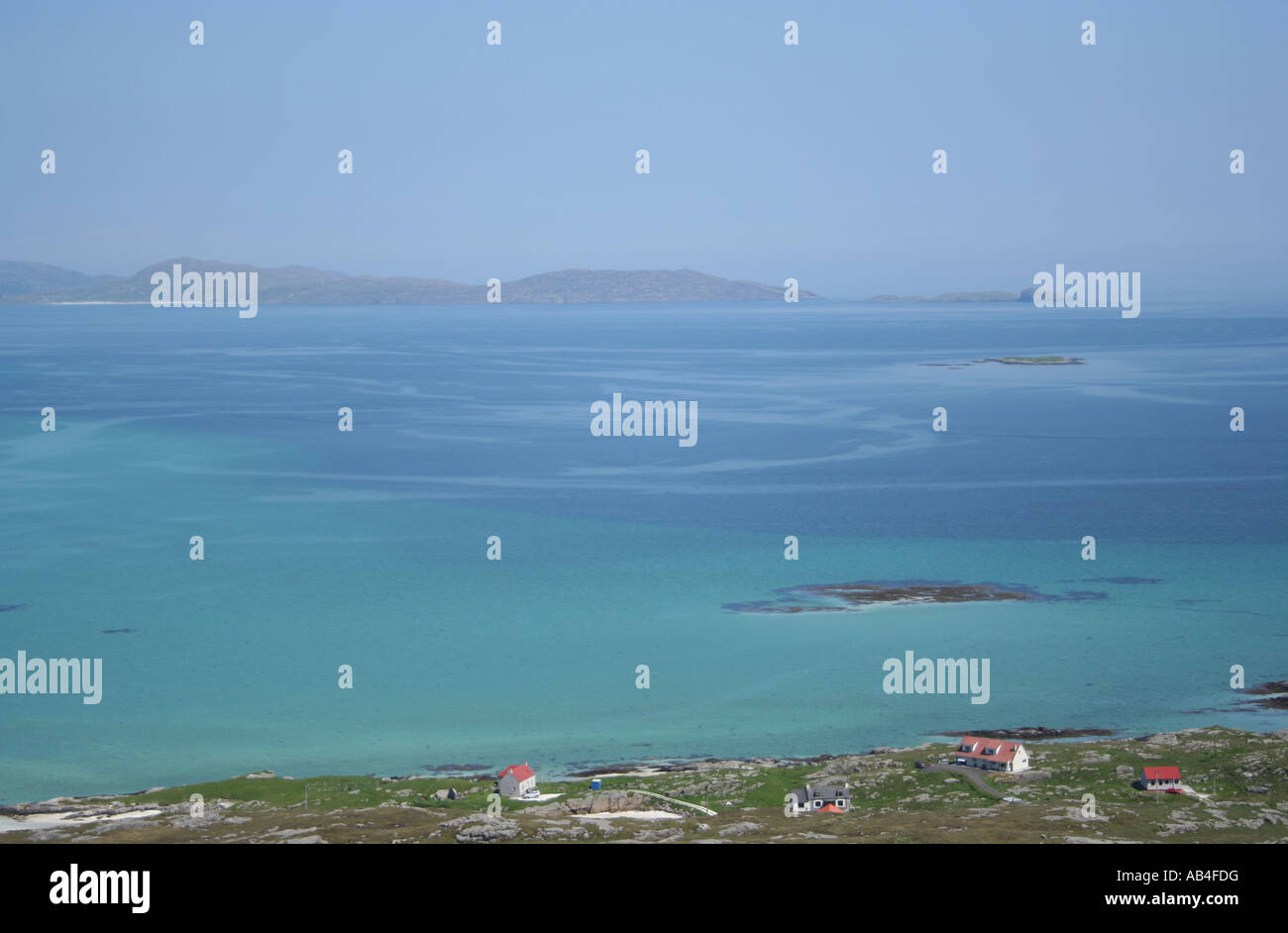 Acque turchesi del suono di barra Ebridi esterne della Scozia giugno 2007 Foto Stock