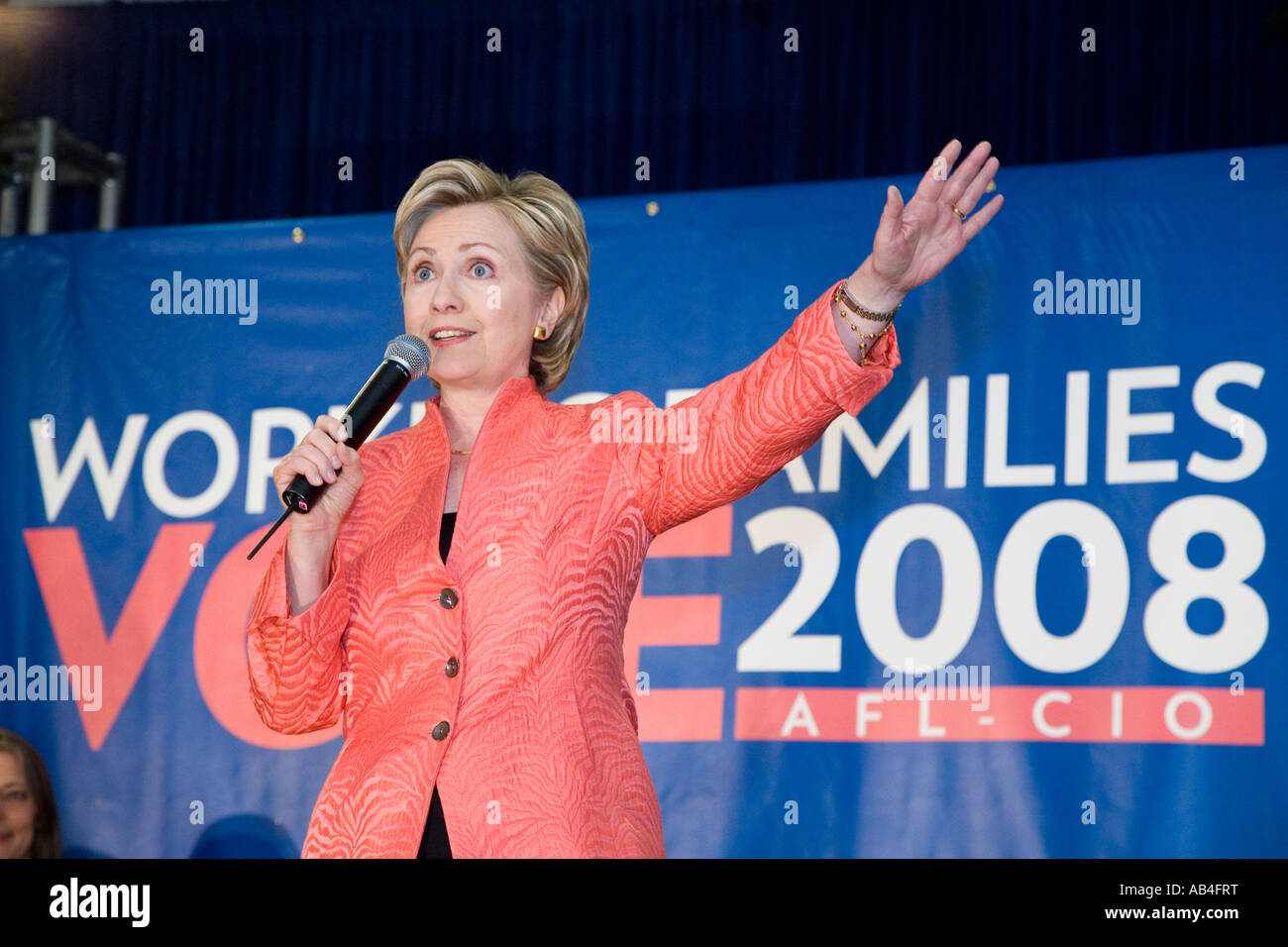 Detroit Michigan un municipio riunione ospitata dalla AFL CIO con Sen Hillary Clinton Foto Stock