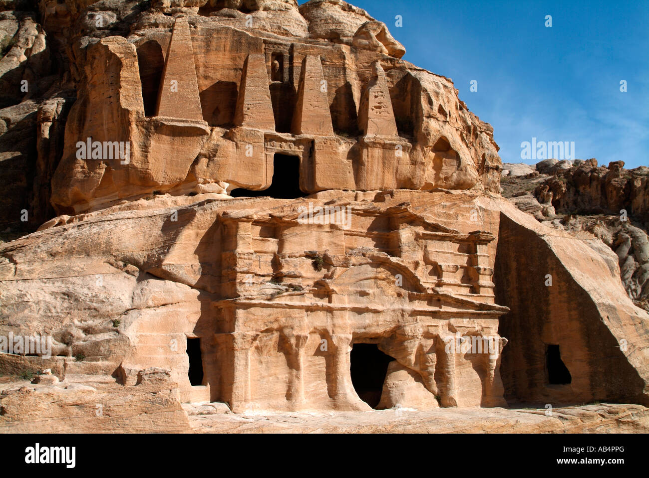 L'Obelisco tomba e Bab come Siq Triclinio di Petra in Giordania Foto Stock