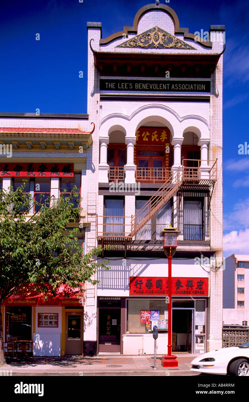 Chinatown, Victoria, BC, Isola di Vancouver, British Columbia, Canada - Cinese tradizionale edificio di architettura, Downtown Foto Stock