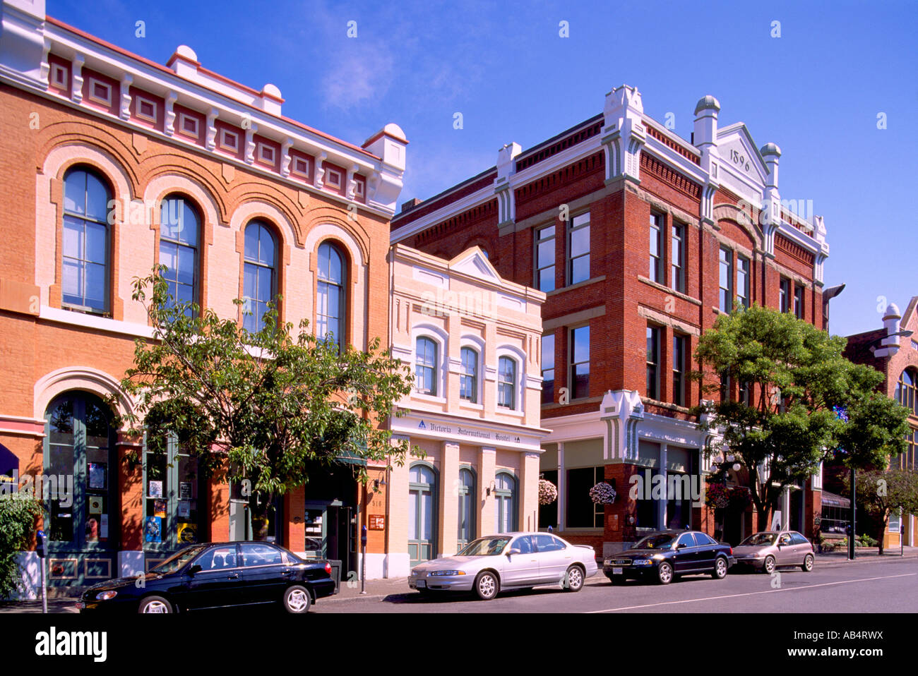 Victoria, BC, Isola di Vancouver, British Columbia, Canada - Edifici storici nei pressi di Piazza del Mercato, la Città Vecchia Foto Stock