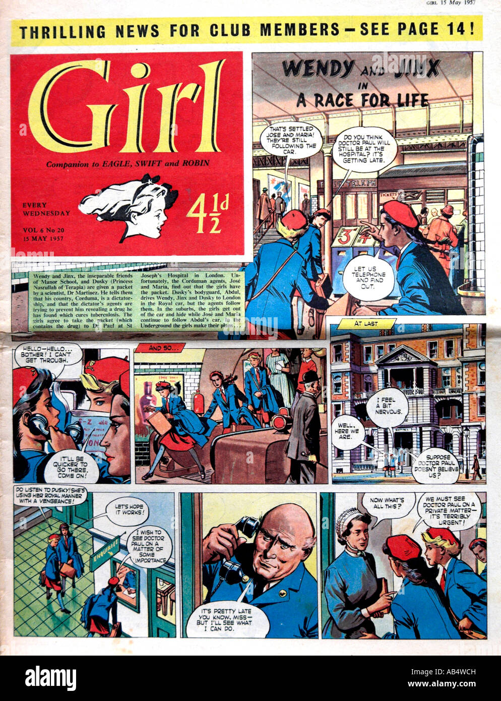 Ragazza fumetto 15 maggio 1957 per il solo uso editoriale Foto Stock