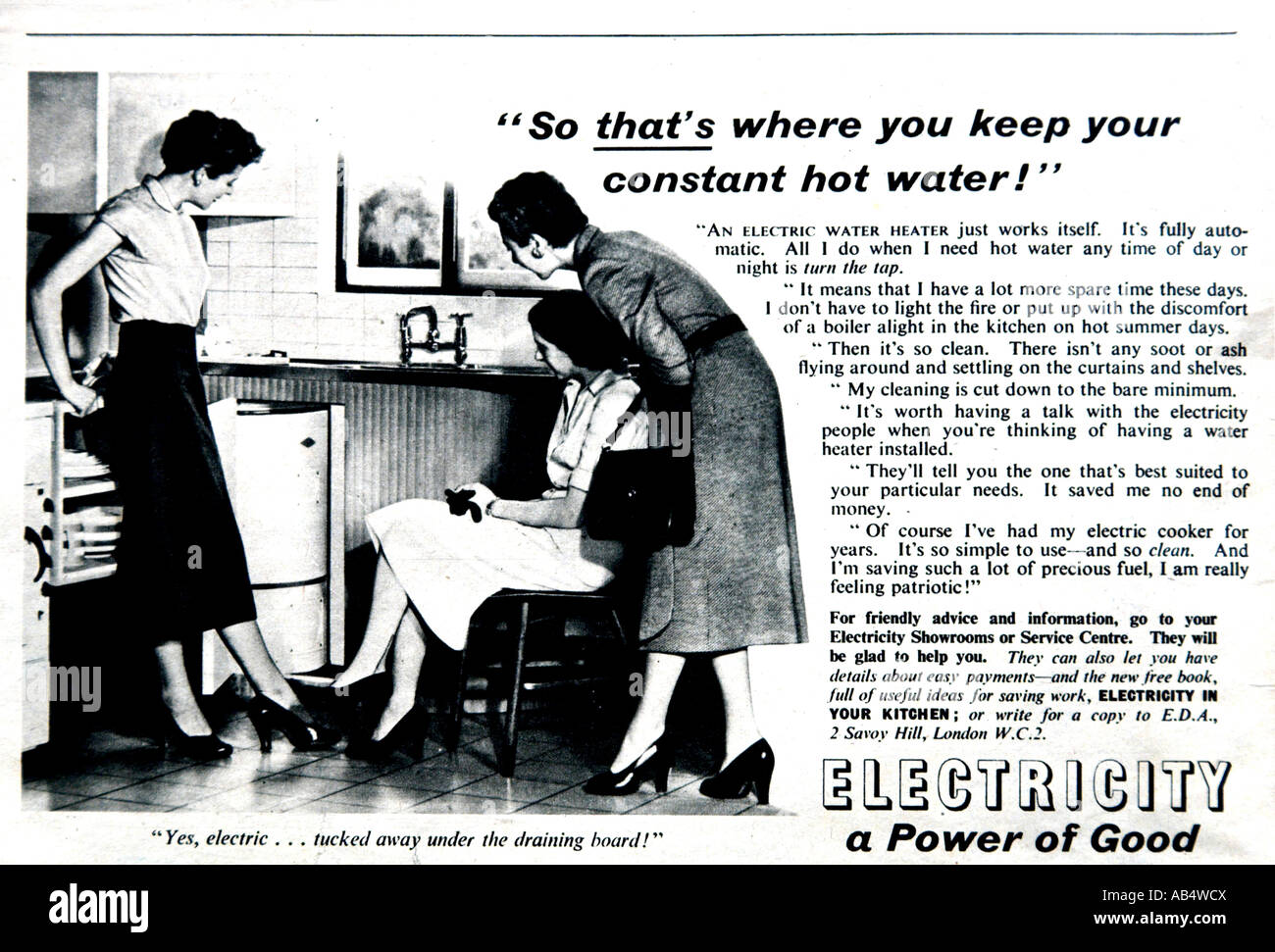 Annuncio rivista per l'elettricità Settembre 1953 per solo uso editoriale Foto Stock