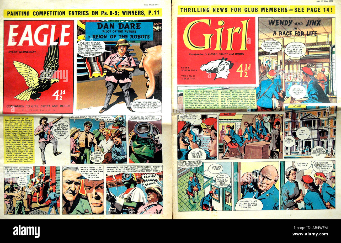 Eagle e ragazza Comics 1957 per il solo uso editoriale Foto Stock