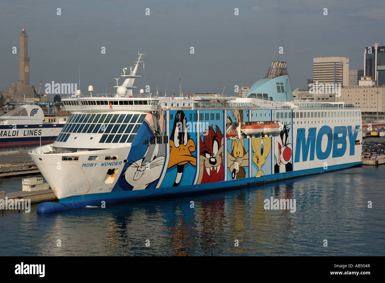 Traghetto Moby a Genova, Italia Foto Stock