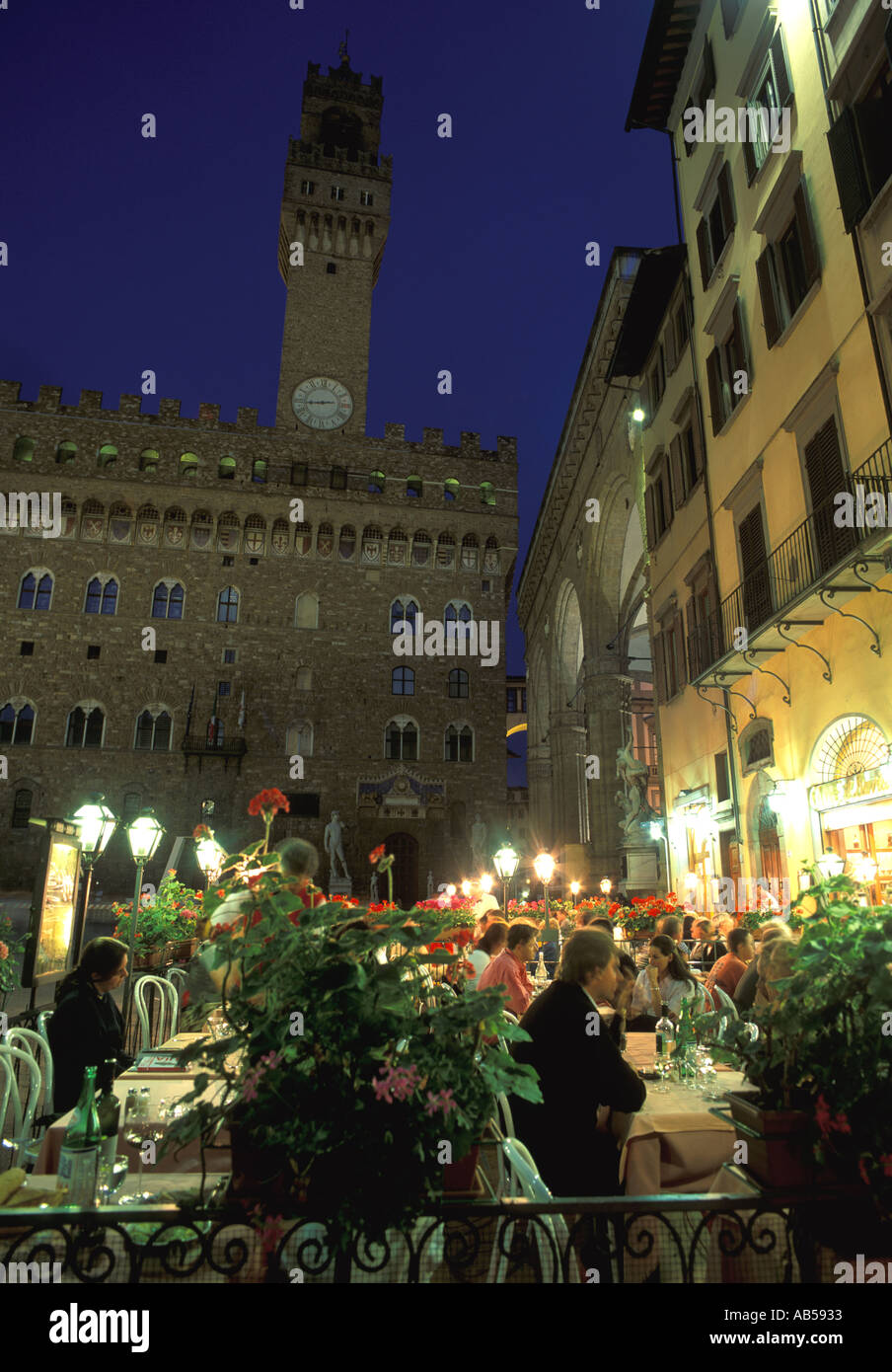 Italia Firenze Piazza della Signoria Ristoranti Foto Stock