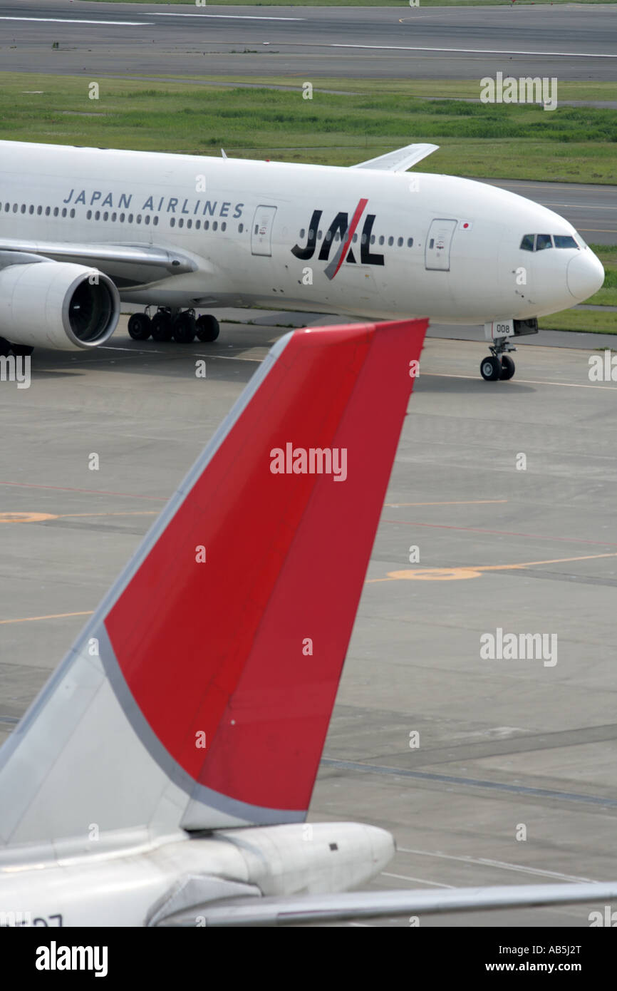 JPN, Giappone Tokyo: l'Aeroporto di Haneda. Piani di JAL, Japan Airlines Foto Stock
