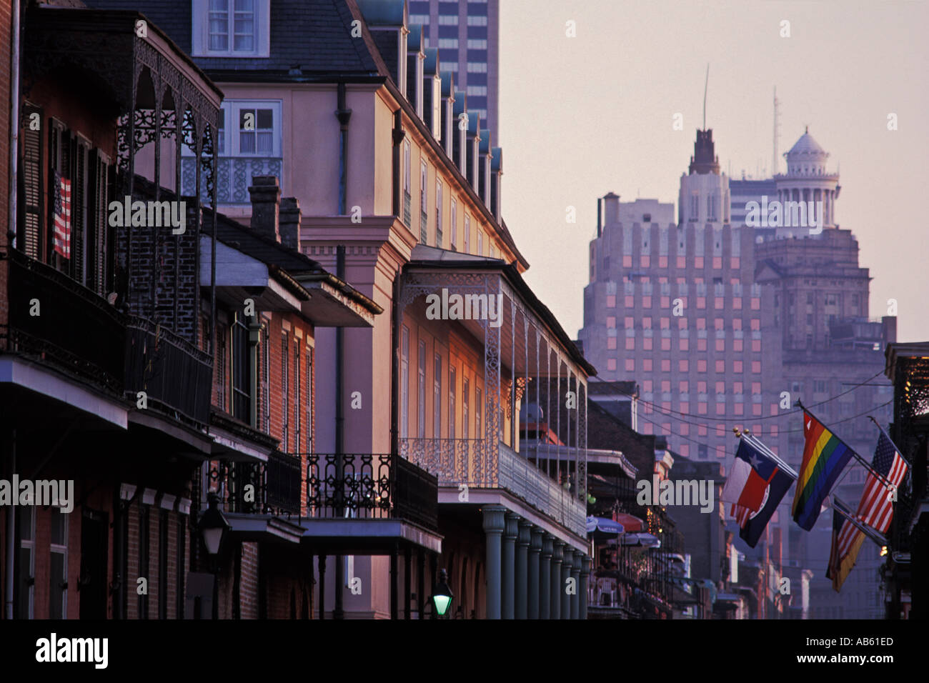 Louisiana New Orleans il Quartiere Francese al crepuscolo Foto Stock