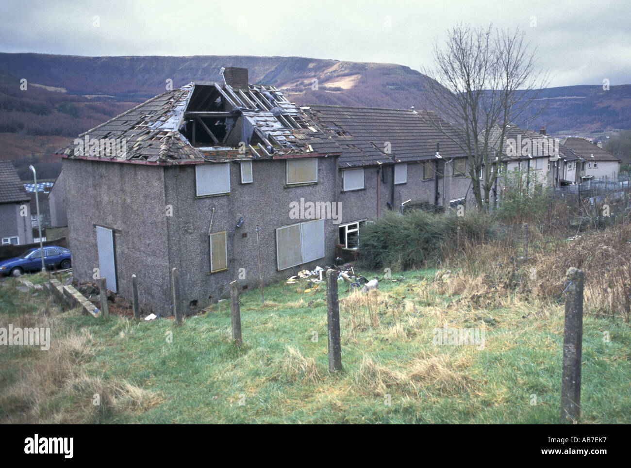 Alloggiamento abbandonati in Mount Libanus in Rhondda valli a sud Wales UK Foto Stock