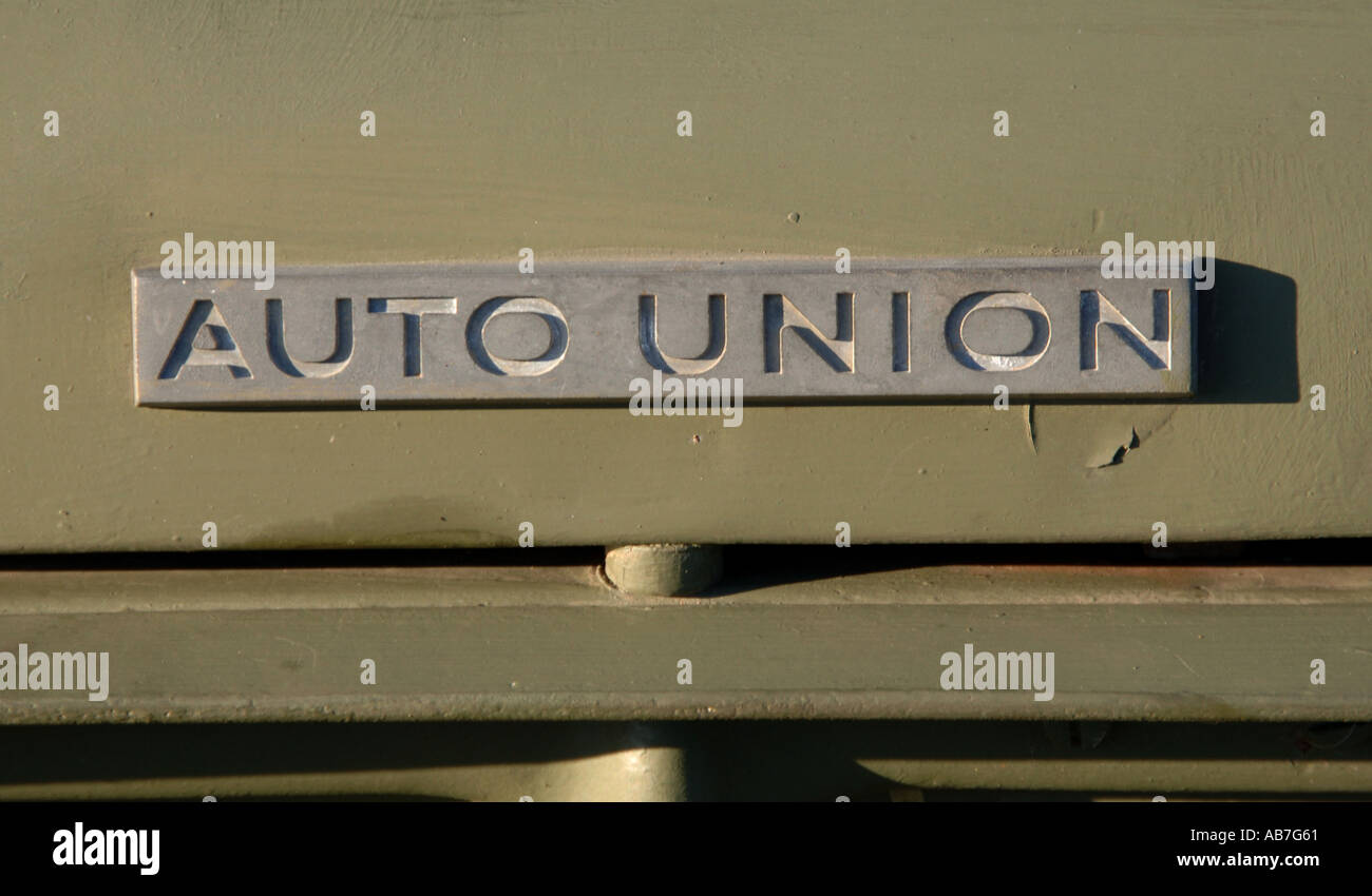Auto Union badge su una DKW Munga 3 tedesco cilindro 4x4 dal 1950 s e 60 s Foto Stock