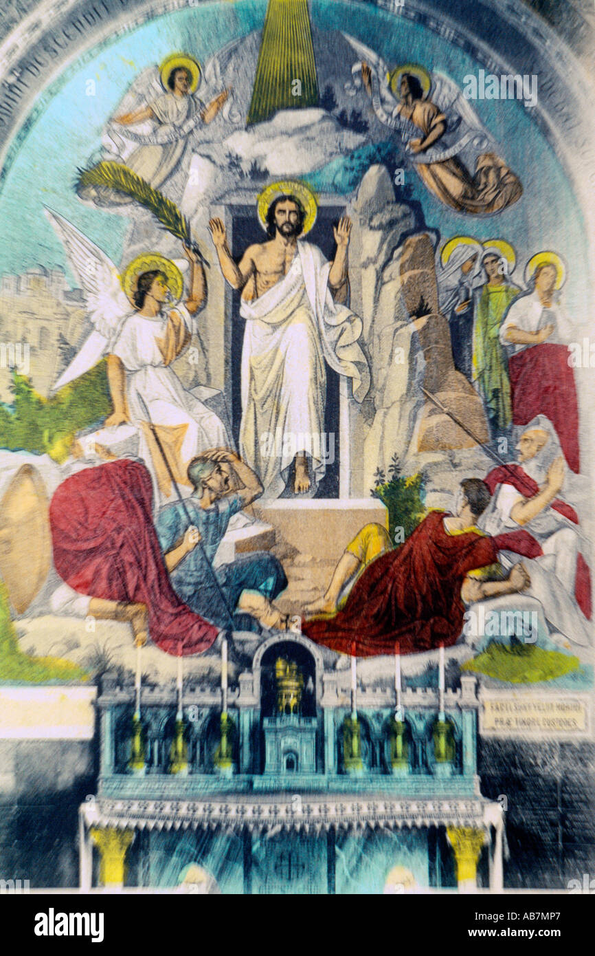 La risurrezione di Cristo la Bibbia storia Gesù emergente dalla tomba Foto Stock