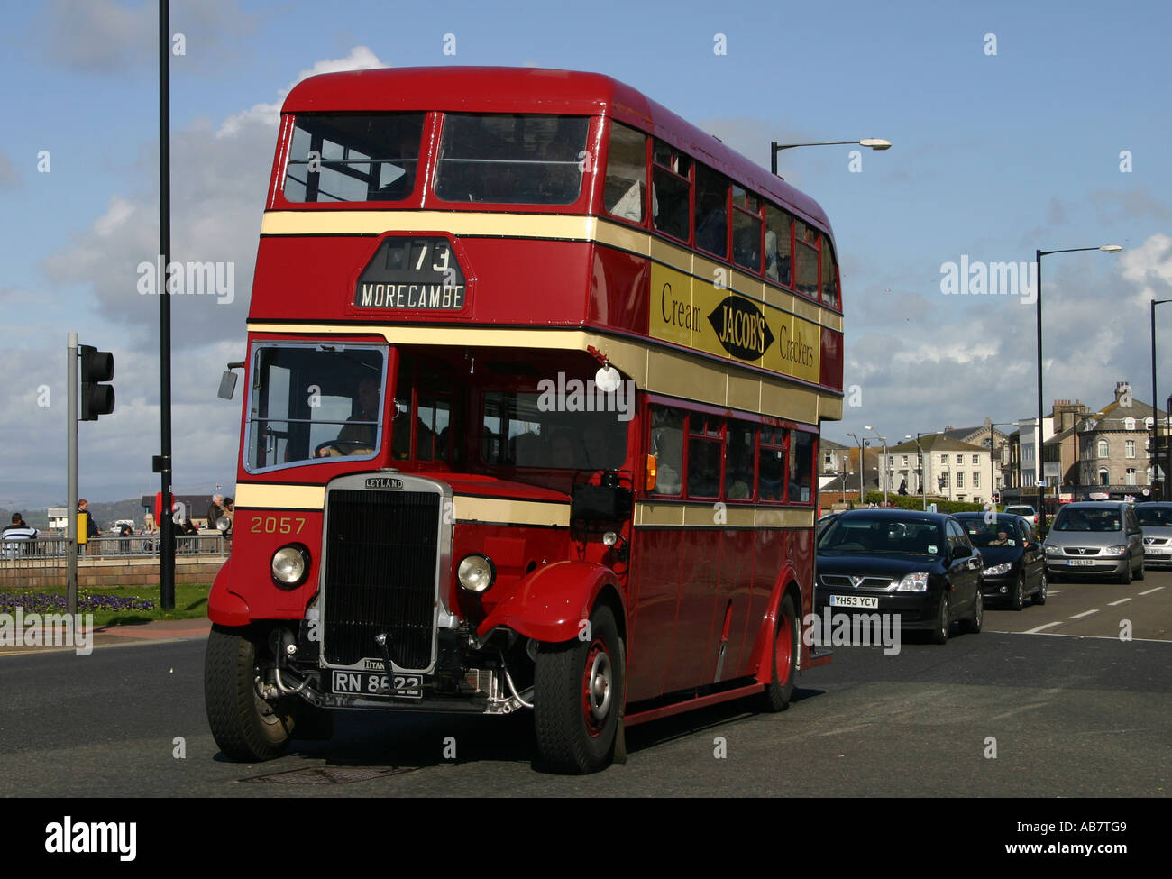 Leyland Titan Double Decker bus. Foto Stock