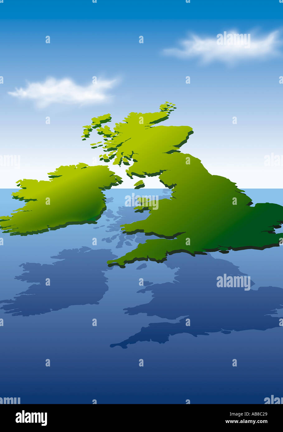 Mappa di Gran Bretagna e Irlanda Foto Stock