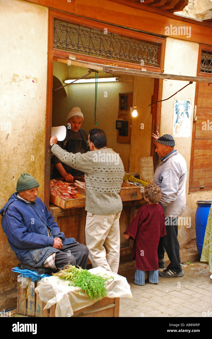 Merchands Talaa Kebira Medina di Fez, Marocco Foto Stock