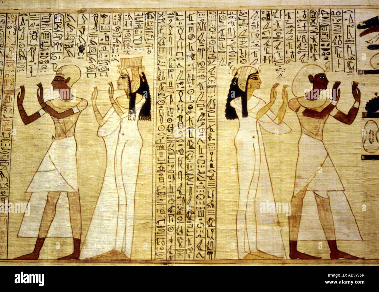 Geografia/viaggio, Egitto, culto della morte, libro dei morti, papyros della regina Nedjem, la regina e suo figlio, circa 1400 AC, dinastia 18th, British Museum, Londra, nuovo Regno, mondo antico, belle arti, pittura, Scritture, geroglifici, storico, storico, mondo antico, ornamento, ornamenti, Foto Stock