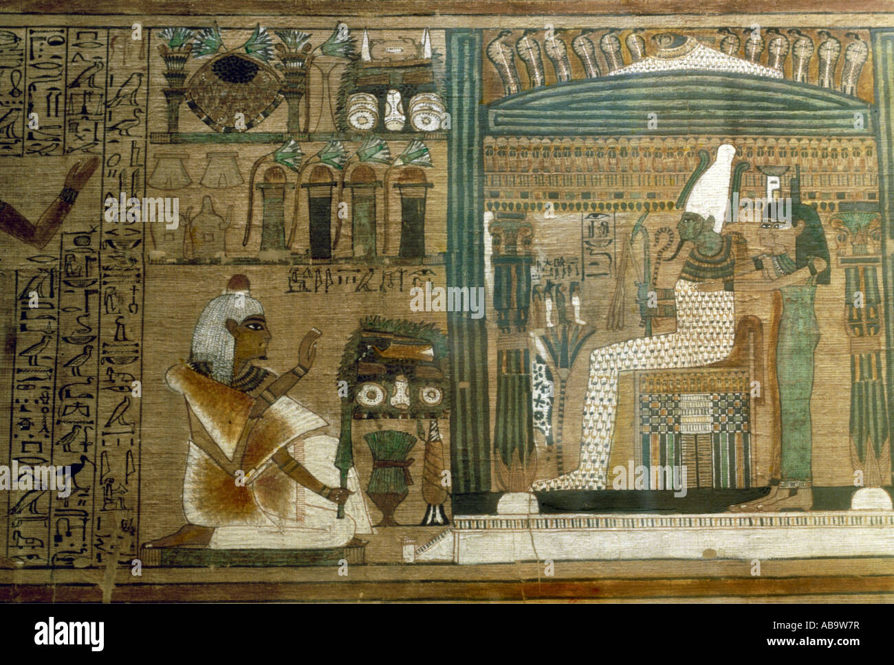 Geografia/viaggio, Egitto, culto della morte, Libro dei morti, papyros di Ani, il decendente prima di Osiride, circa 1250 a.C., dinastia 19th, British Museum, Londra, nuovo Regno, mondo antico, belle arti, pittura, Scritture, geroglifici, storico, storico, antico mondo, ornamento, ornamenti, Foto Stock