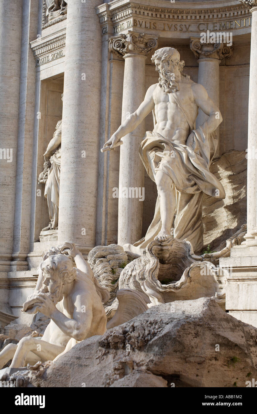 Roma, statua di Nettuno Fontana di Trevi Foto Stock