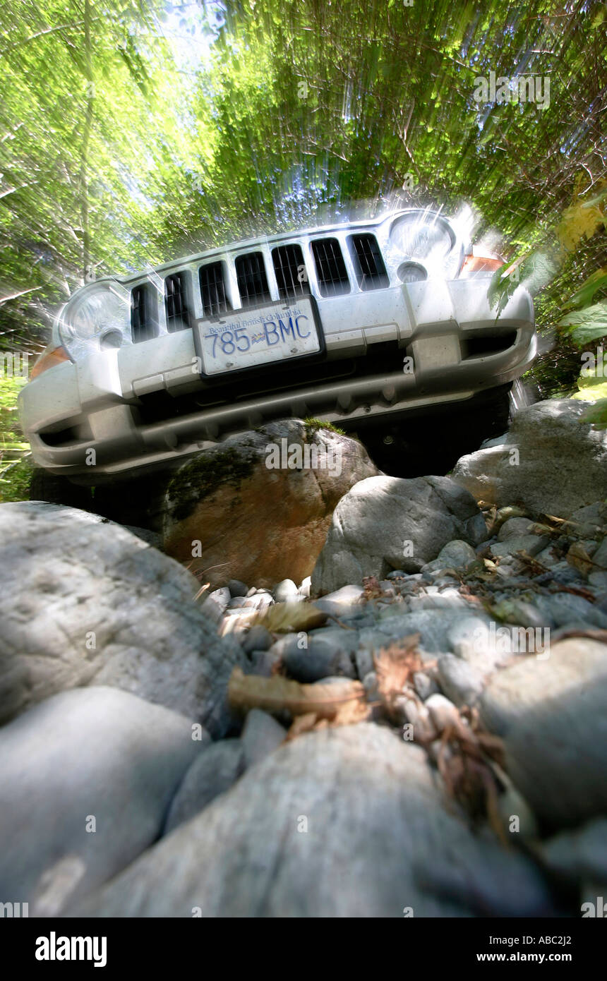Jeep offroad viaggio in British Columbia, Canada Foto Stock