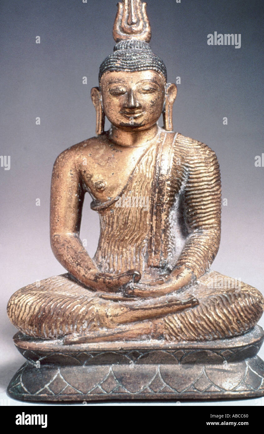Miniatura in bronzo del Buddha. Data: 1600 A.D. Foto Stock