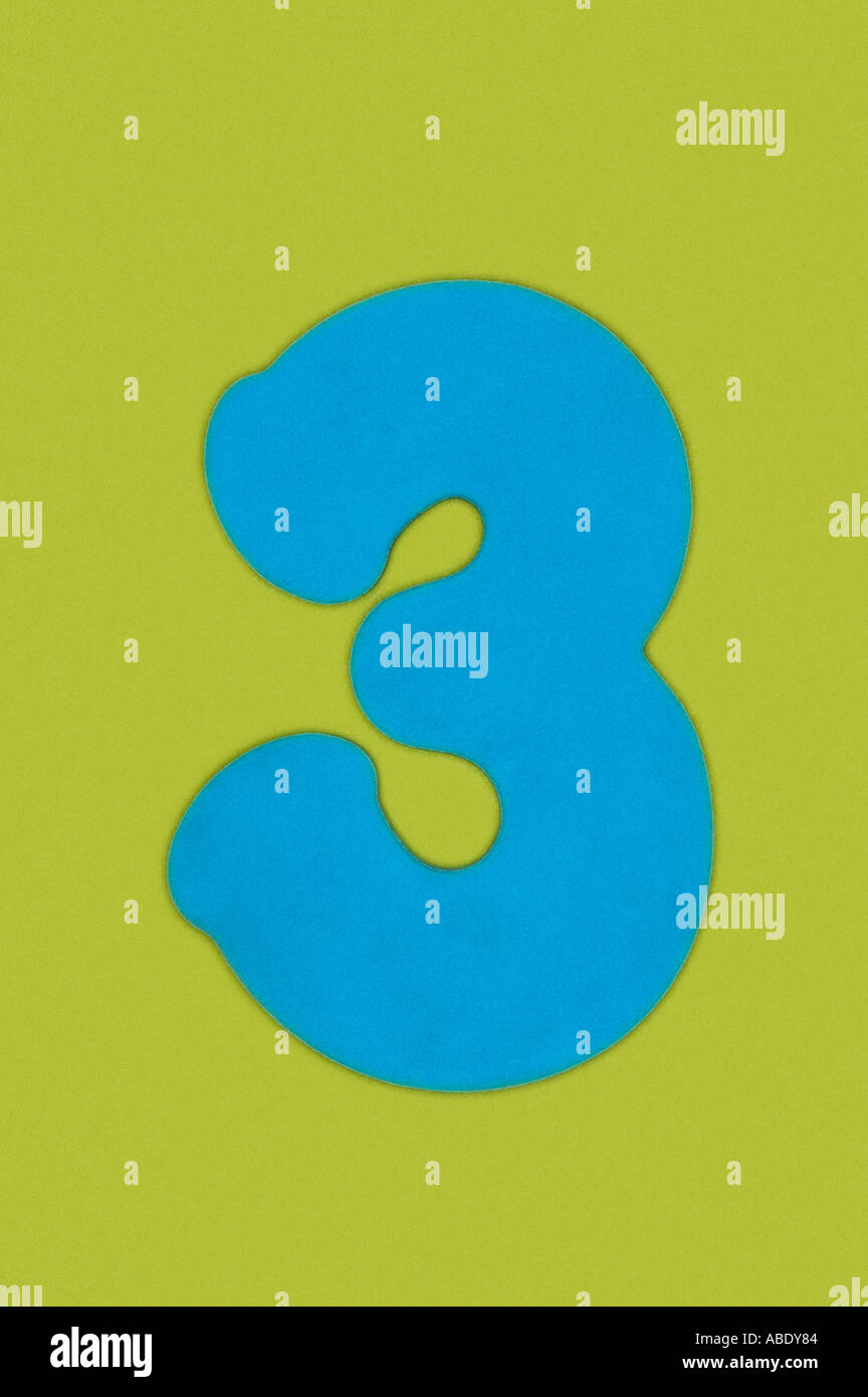 Numero tre 3 figura alfabeto Foto Stock
