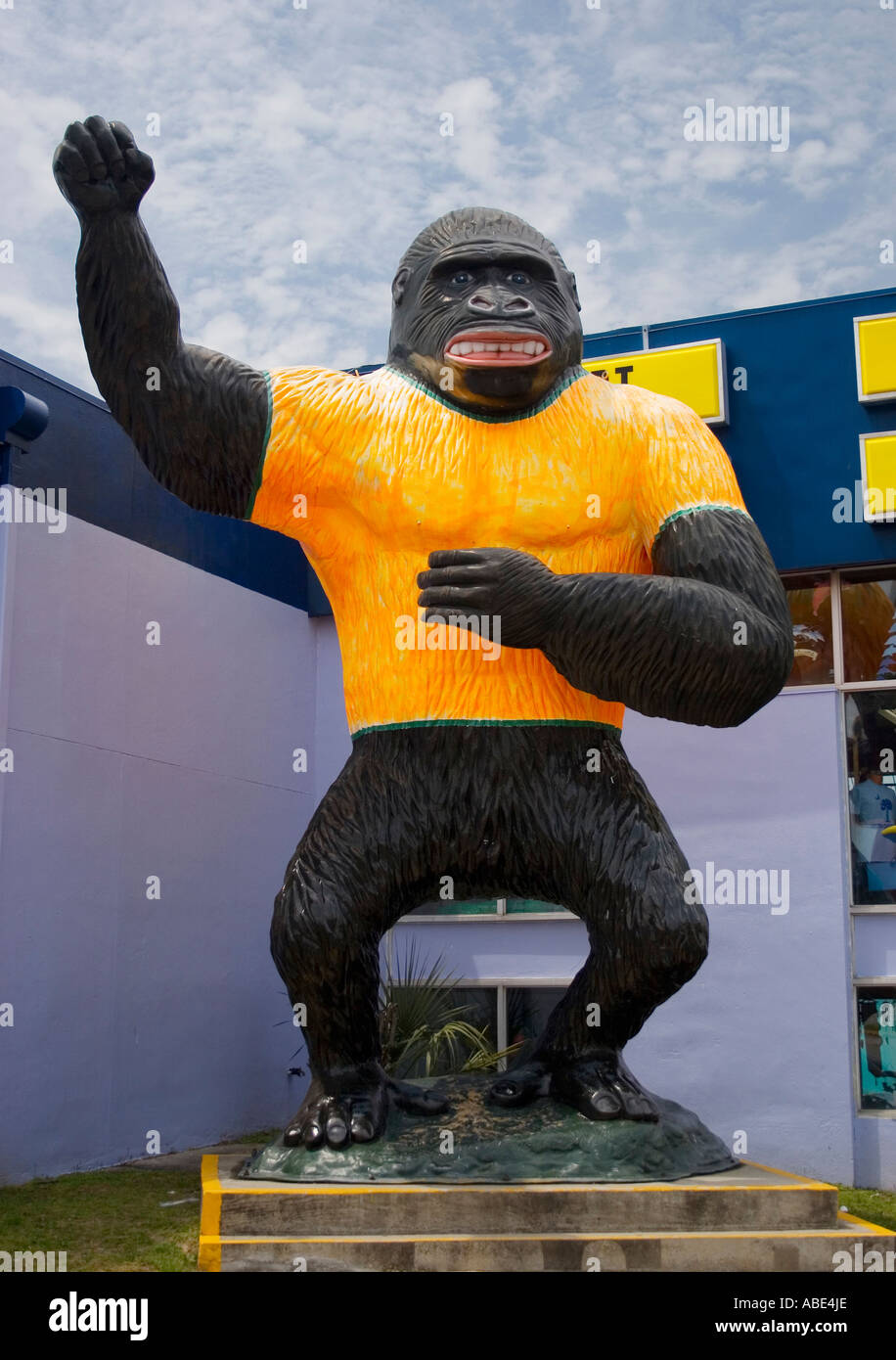 Gorilla gigante statua che si trova nella parte anteriore di un negozio di articoli da regalo a sud del confine in Dillon Carolina del Sud Foto Stock