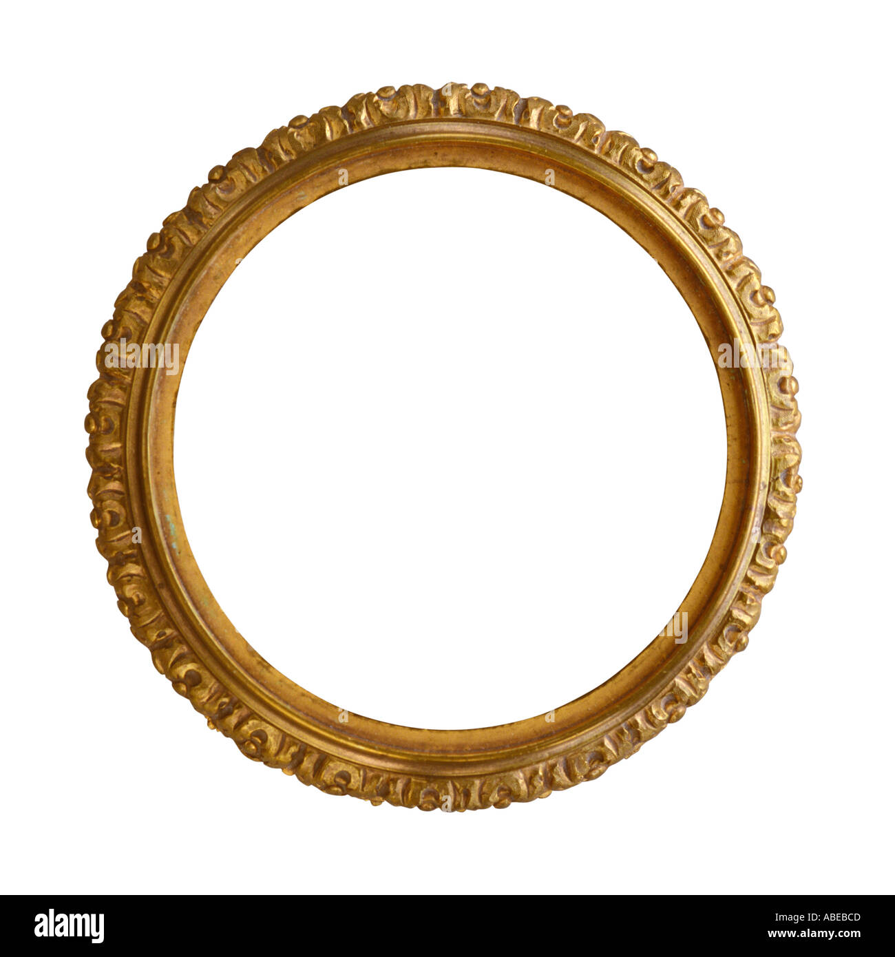 Un round oro dorato decorativi antica cornice immagine Foto Stock