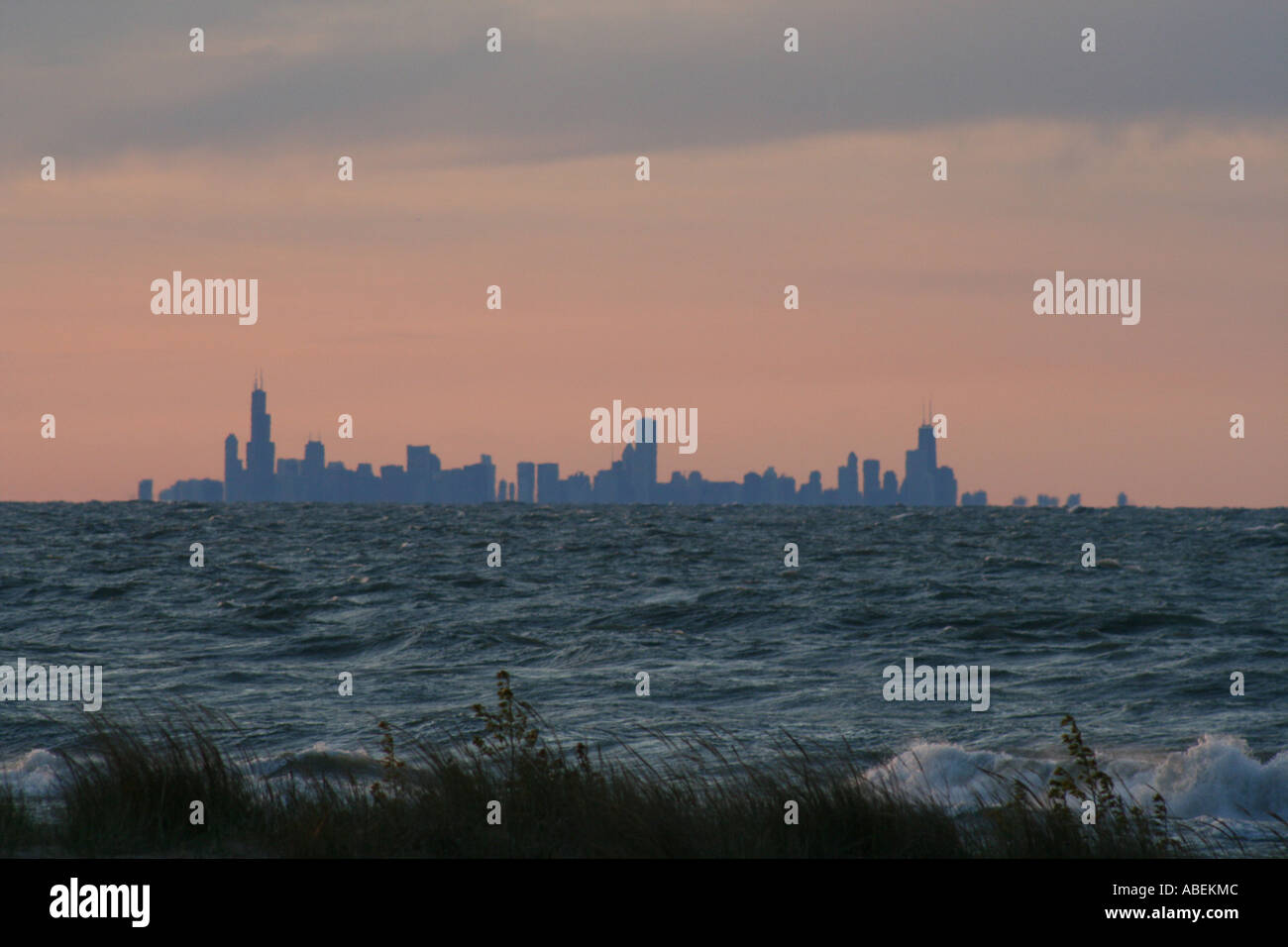 Sullo skyline di Chicago da Gary, Indiana Foto Stock