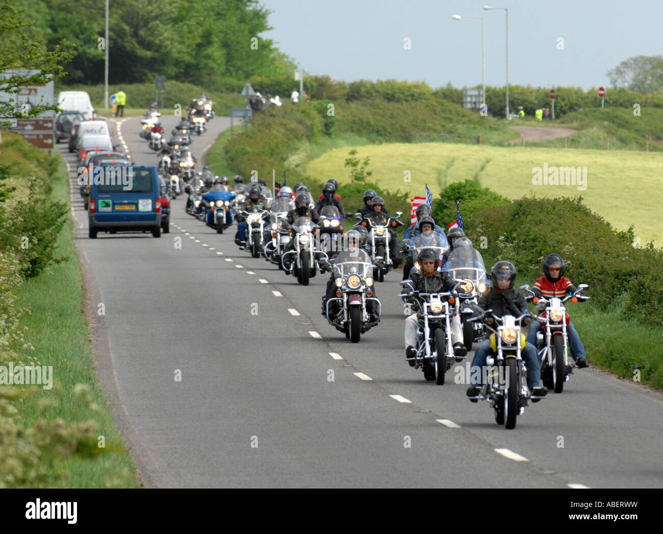 Harley Davidson Moto convoglio o un rally Foto Stock