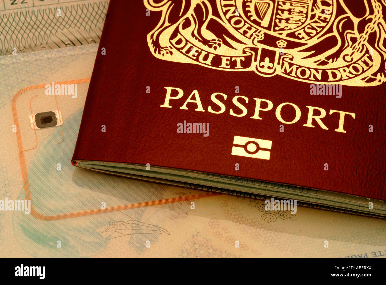 Passaporto biometrico microchip passaporto britannico, Passport Foto Stock