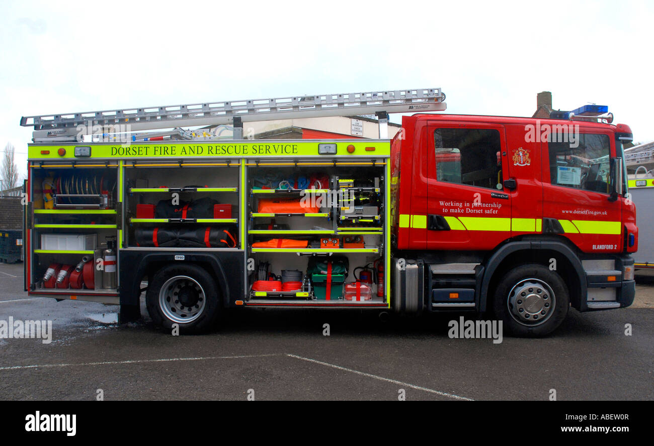 Motore Fire, Scania serie P, Gran Bretagna, Regno Unito Foto Stock