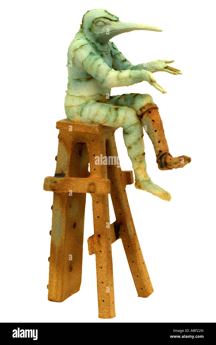 Fantasy figura figurina altro mondo statua mondani statuesque ibrido umanoide influenza meccanica tecnologia techno ornamento orname Foto Stock