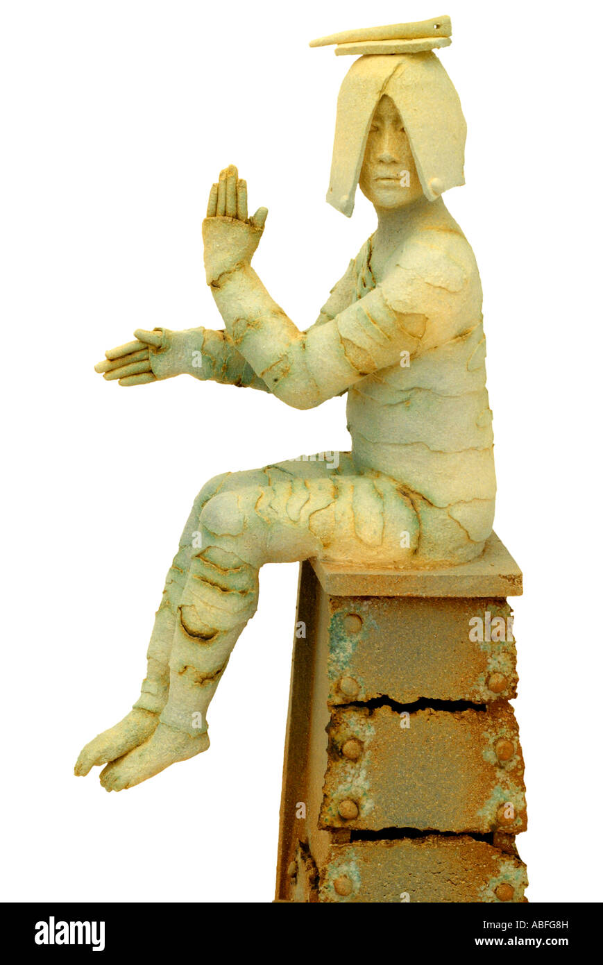 Fantasy figura figurina altro mondo statua mondani statuesque ibrido umanoide meccanica tecnologia techno ornamentale ornamento f Foto Stock