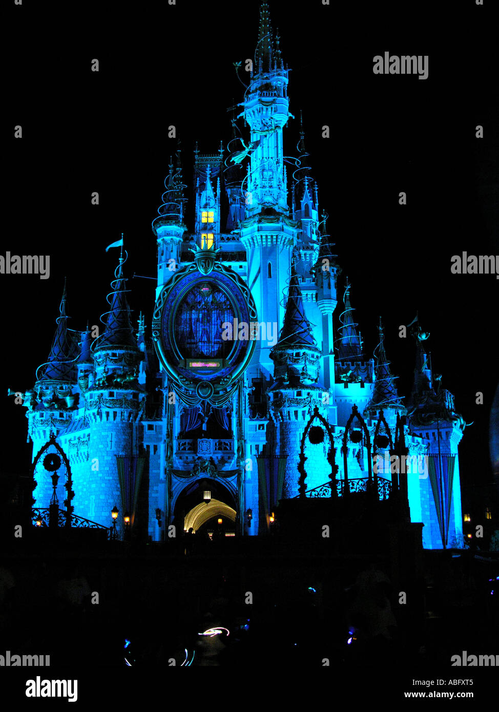 Florida Walt Disney World Cenerentola castello di notte Foto Stock