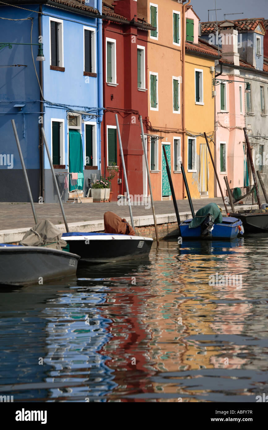 Case colorate di Burano Venezia Italia Foto Stock