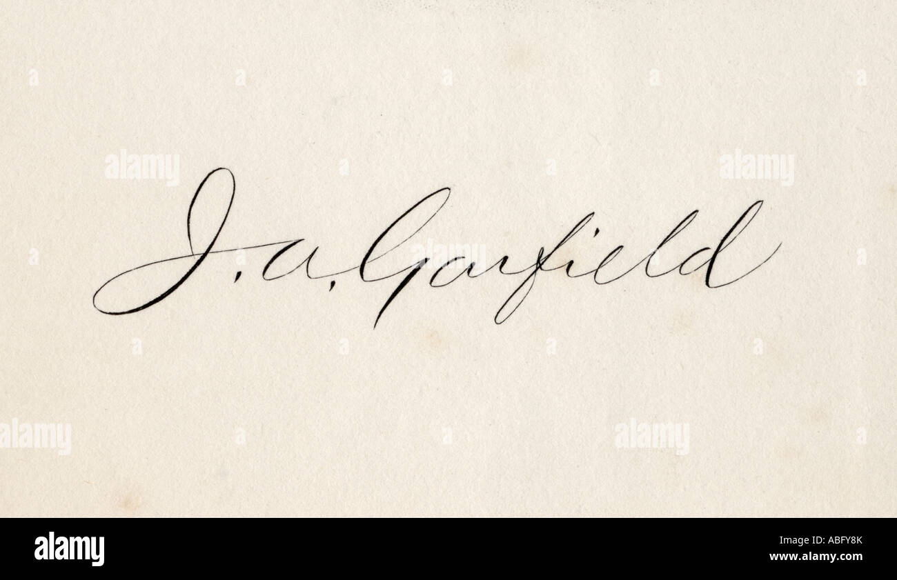 Firma di James Abram Garfield, 1831 - 1881. 20° Presidente degli Stati Uniti. Foto Stock