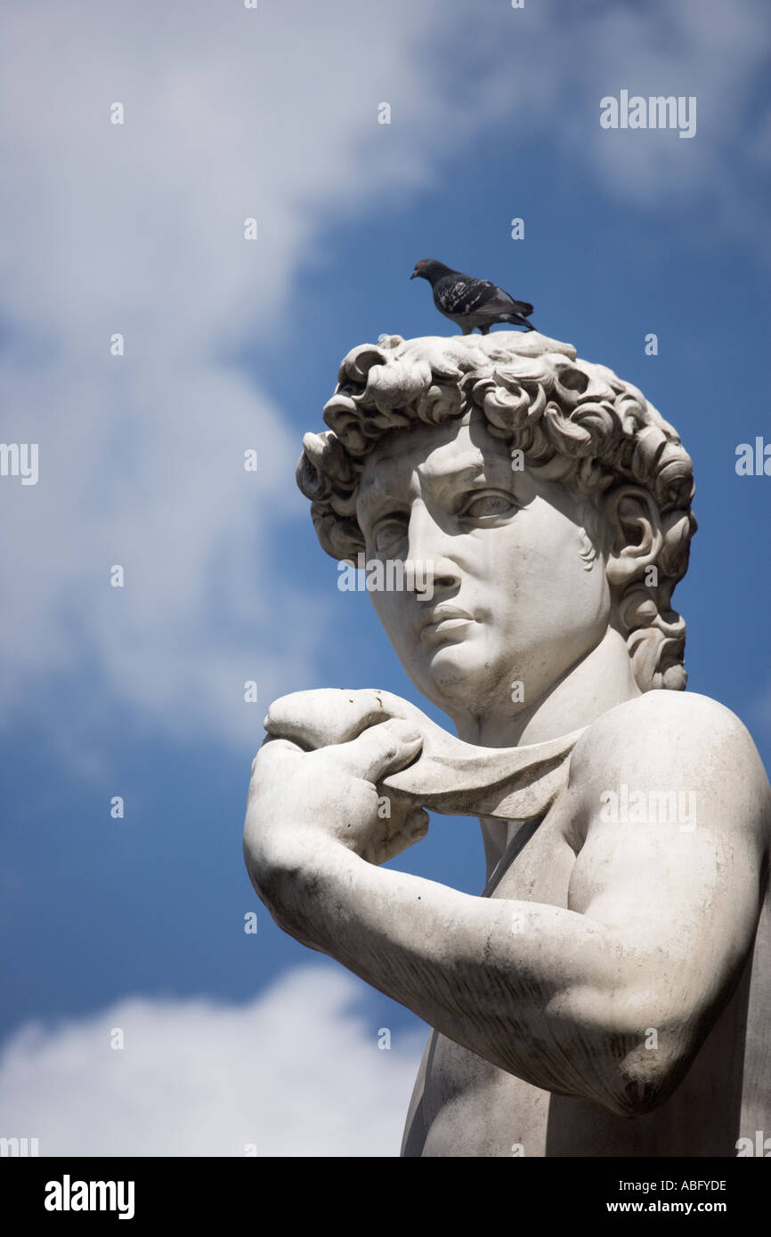 Michelangelo s David in Piazza della Signoria a Firenze Italia Foto Stock