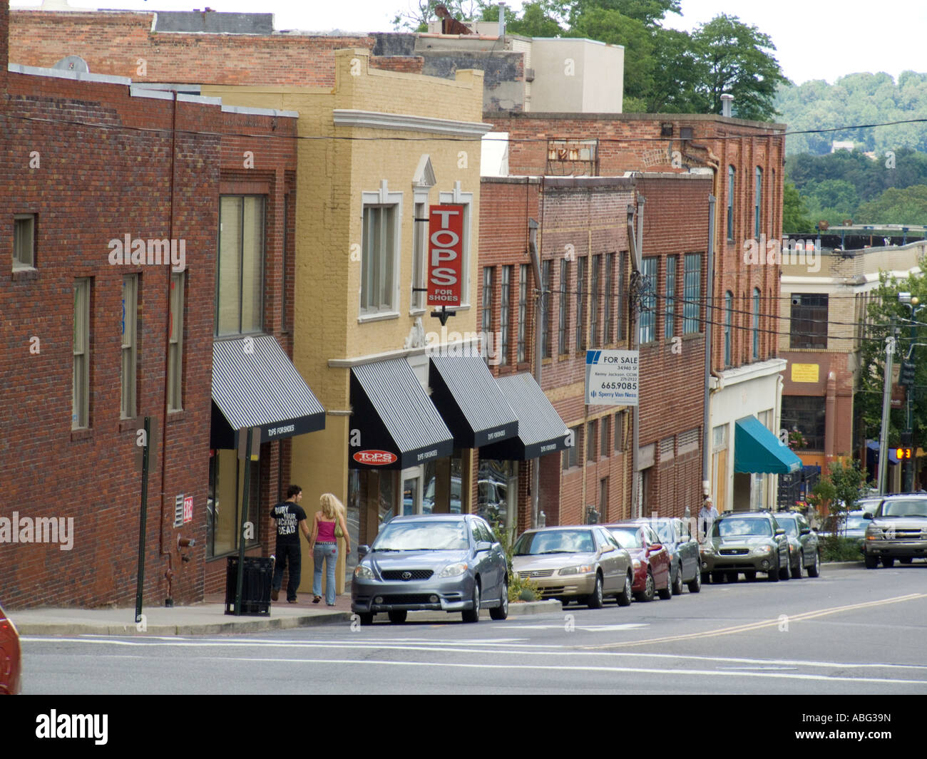 Asheville NC North Carolina negozi i negozi per lo shopping nel centro cittadino Foto Stock