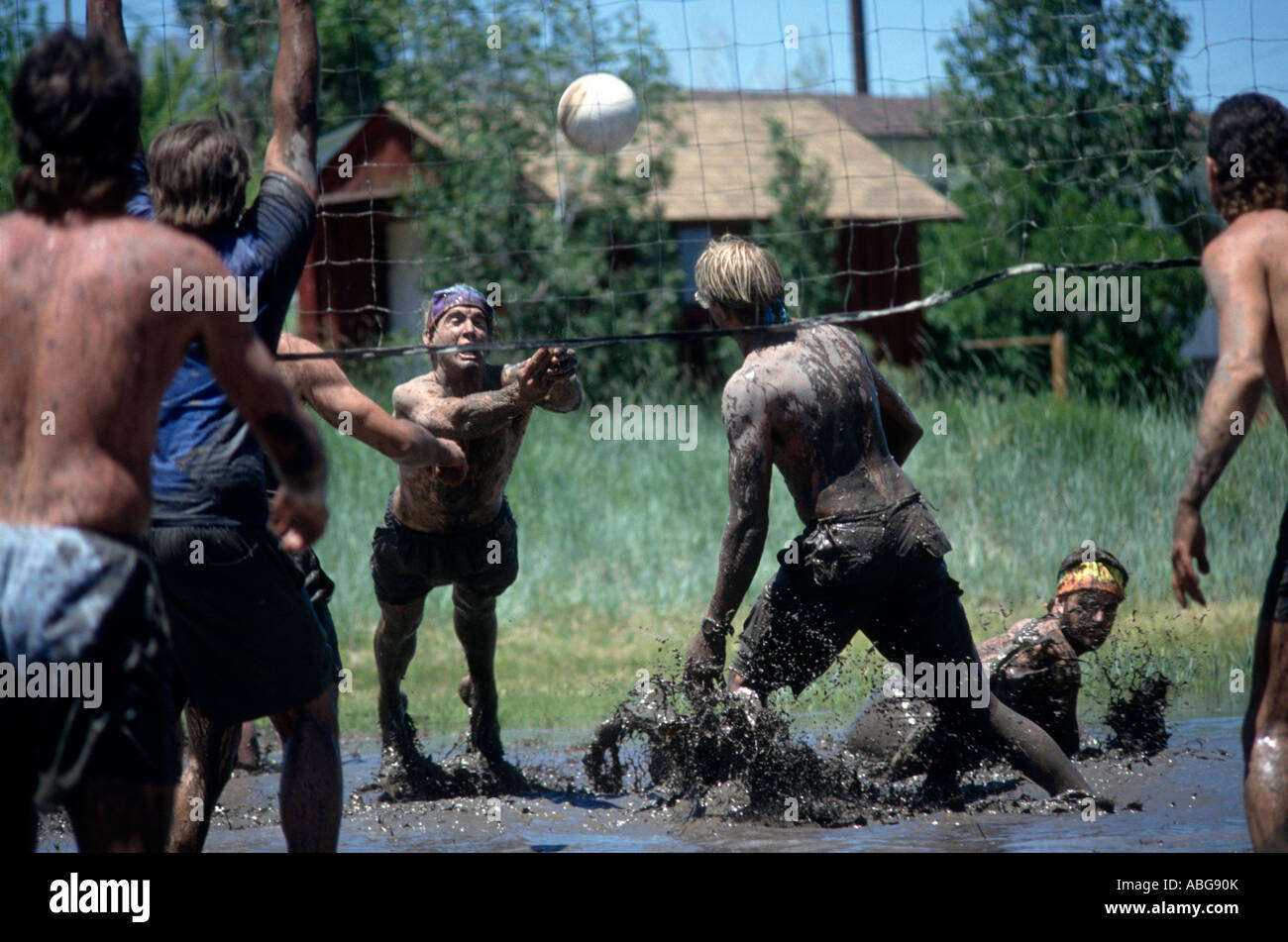 Fango partita di pallavolo. Foto Stock