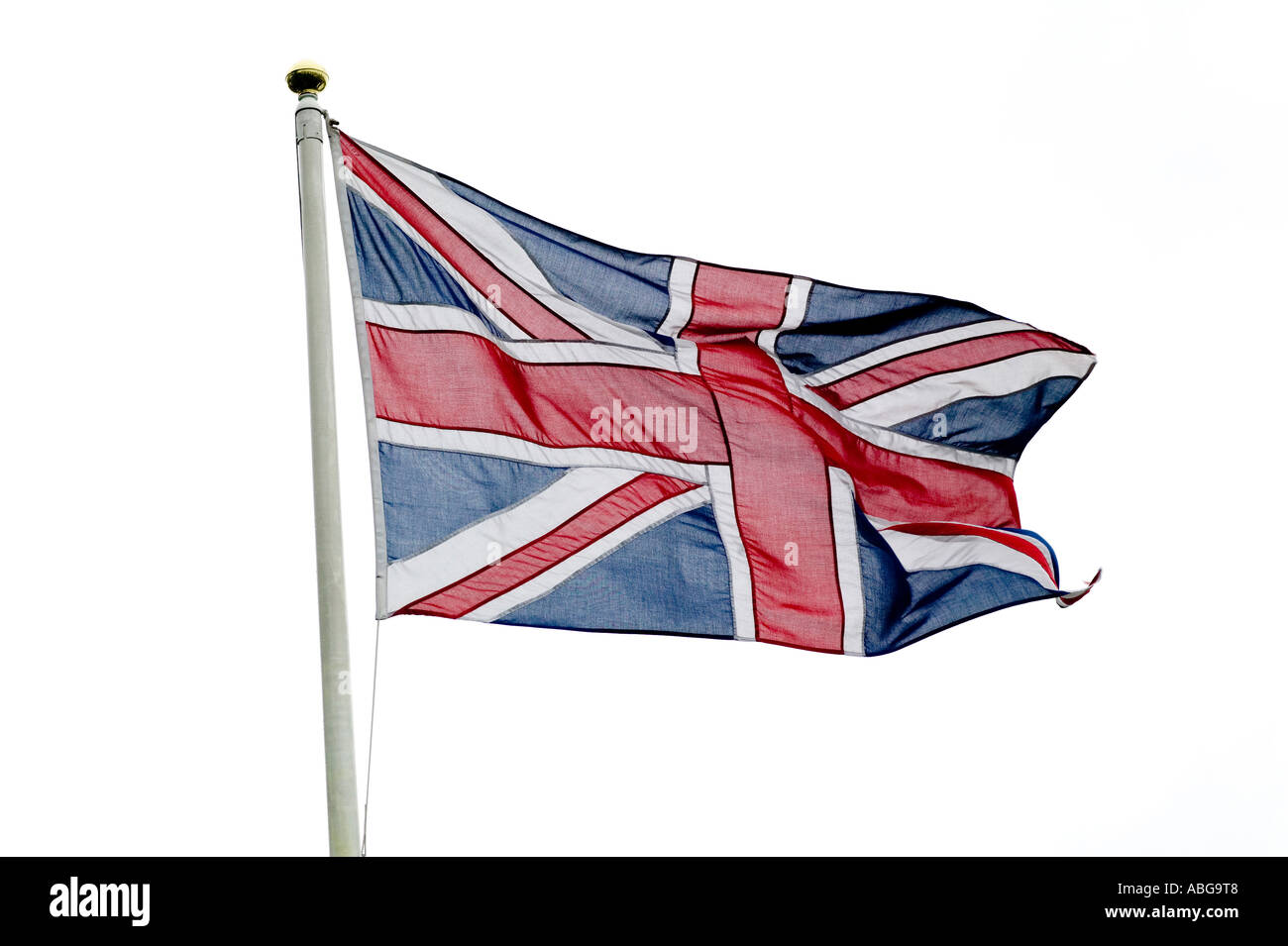 Union Jack flag sulla bandiera pole Foto Stock