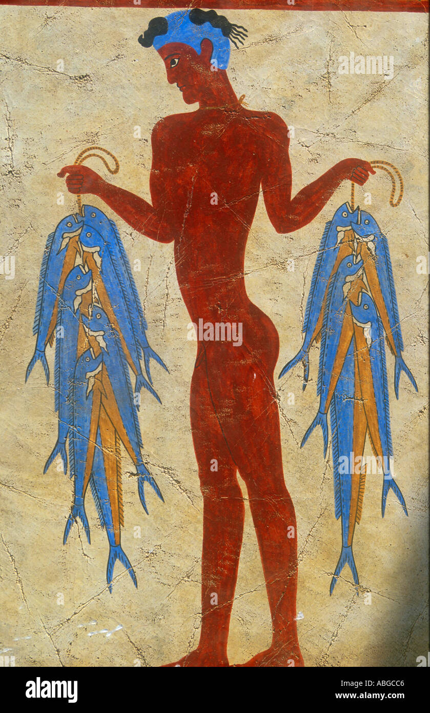 Grecia CICLADI santorini copia di Minoan affresco Foto Stock