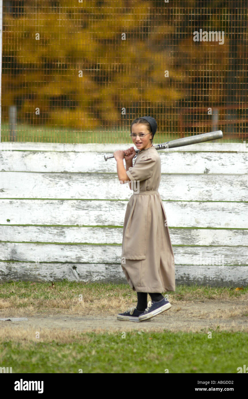 Amish di American Heartland Ohio Indiana Pennsylvania famiglie nei mercati Foto Stock