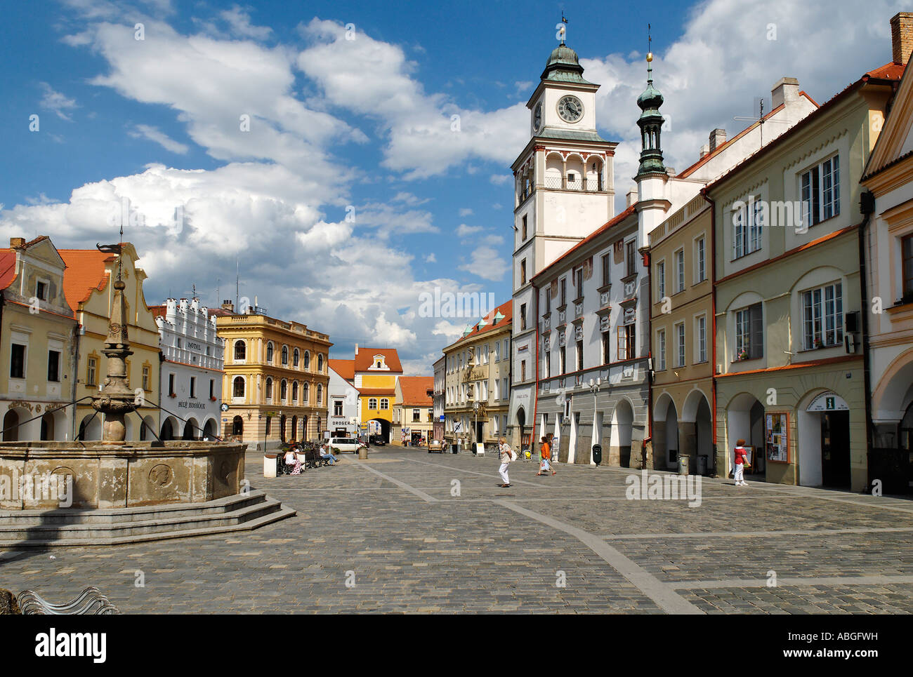 Il centro storico di Trebon, Wittingau, Boemia del Sud, Repubblica Ceca Foto Stock