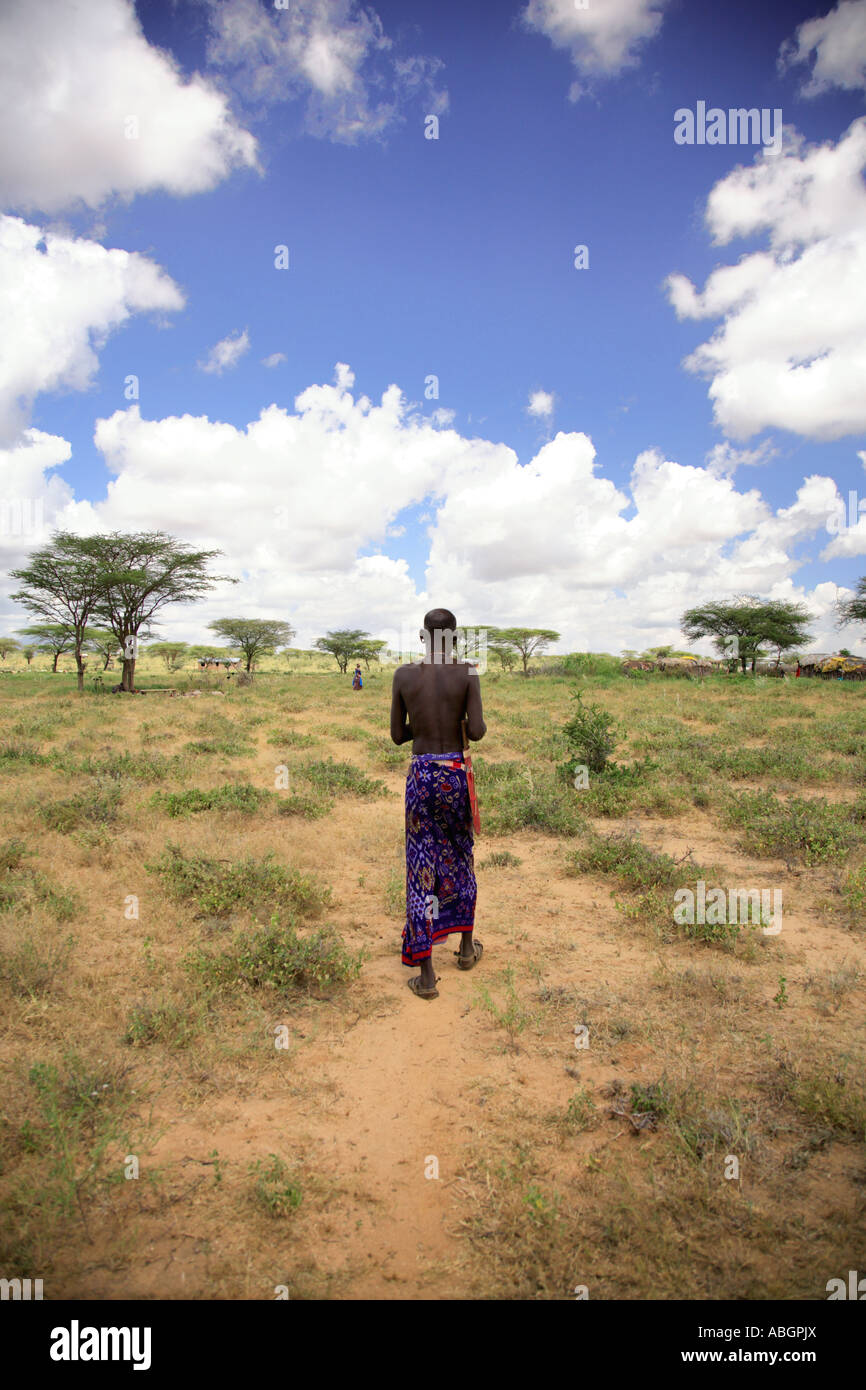 Capo tradizionale della tribù Samburu Kenya Foto Stock