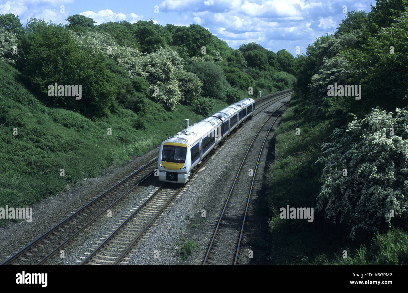 Chiltern Railways classe 168 treno diesel a Hatton Banca, Warwickshire, Inghilterra, Regno Unito Foto Stock