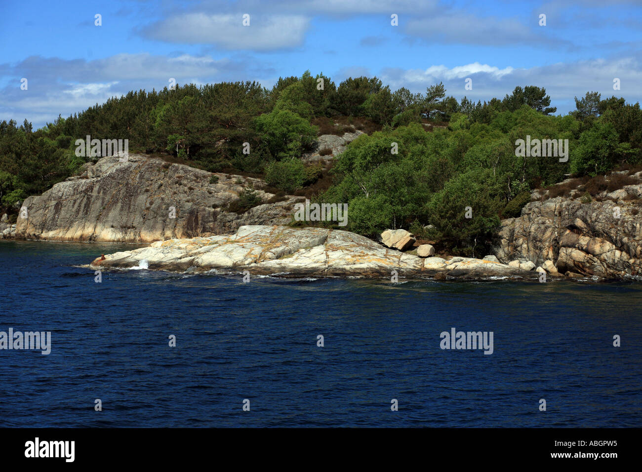 Isola fiordo rocce, fuori di Stavanger, Norvegia Foto Stock
