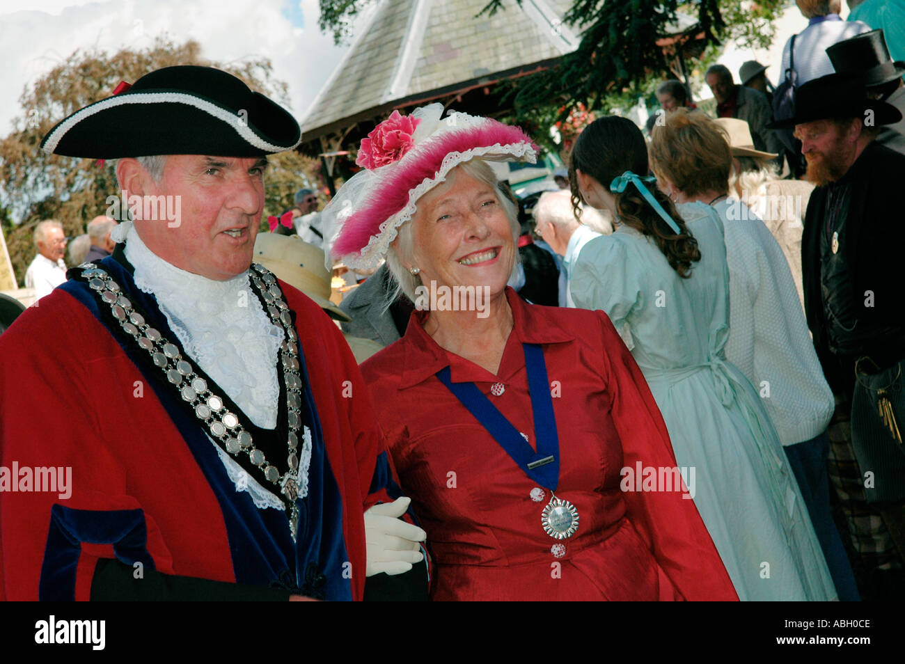 La gente in costume a Llandrindod Wells Festival Vittoriano Powys Mid Wales UK Foto Stock