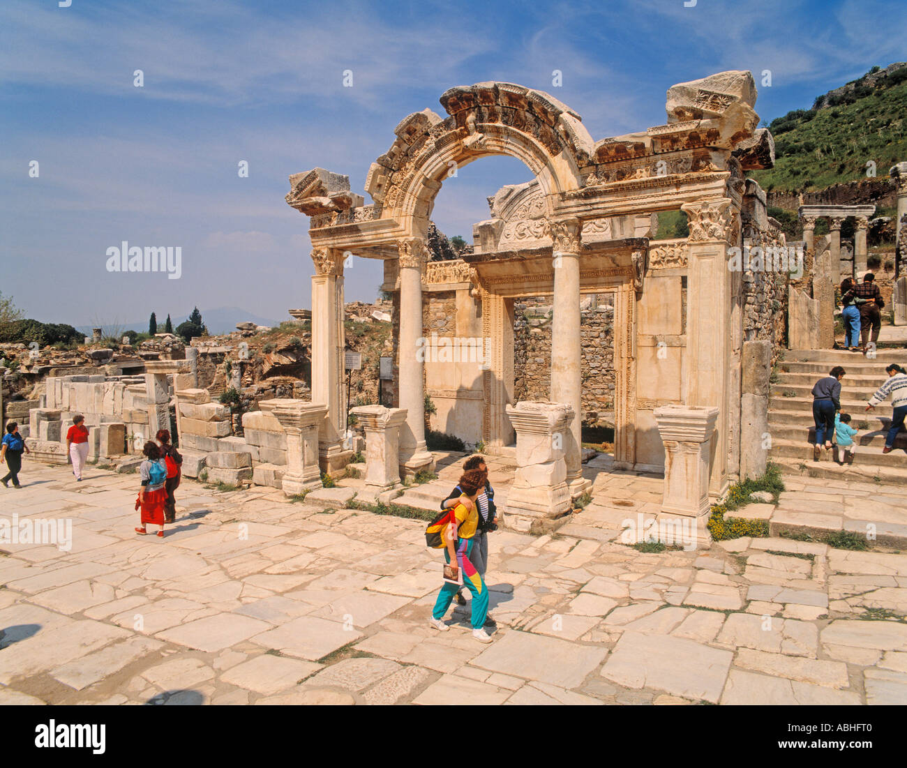 Efeso in Turchia. Il Tempio di Adriano su Curetes Street Foto Stock
